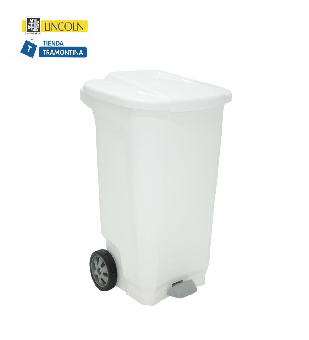 BASURERO 100Lt Tramontina blanco con ruedas